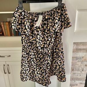 SALE! NWT Belle Tweed Floral Off Shoulder Romper L